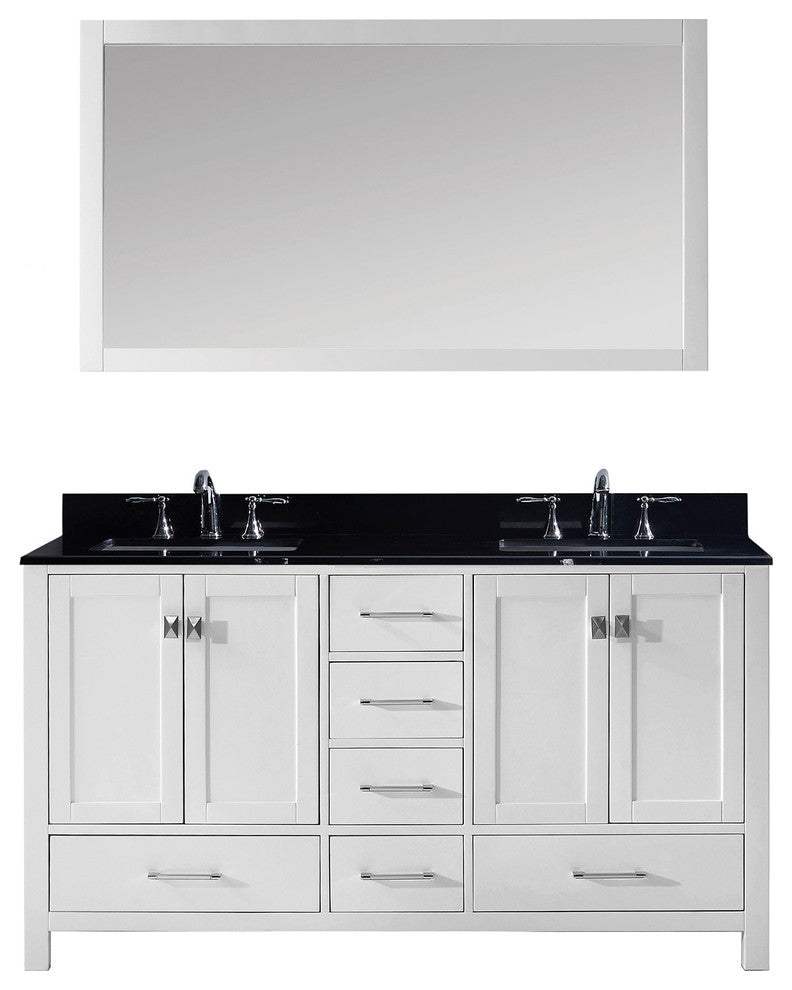 Caroline Avenue 60" Double Bathroom Vanity Set White, Granite Top