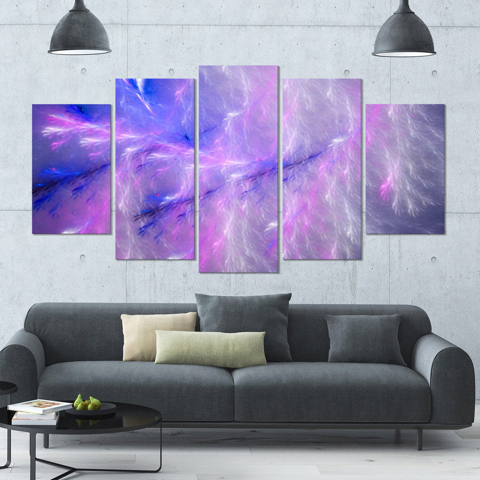 Mystic Blue Thunder Sky, Contemporary Canvas Art Print, 60"x32", 5 Panels