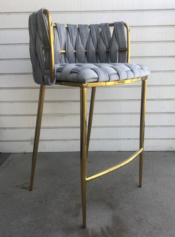 Milano Counter Chair, Gray With Gold Legs