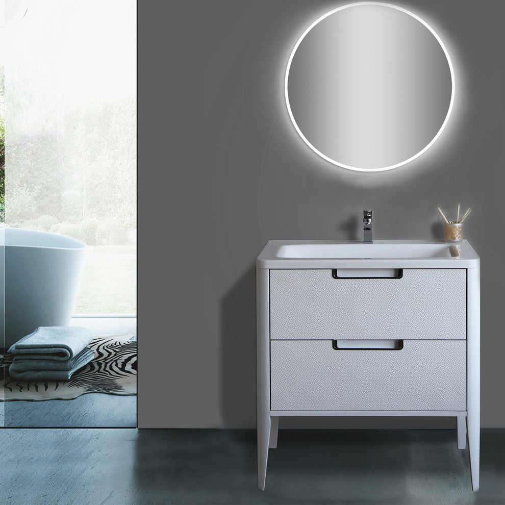 Eviva Jasmine 26 in.  vanity in White and White Integrated Acrylic Countertop