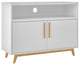 Modern White And Natural Two Door Console Table