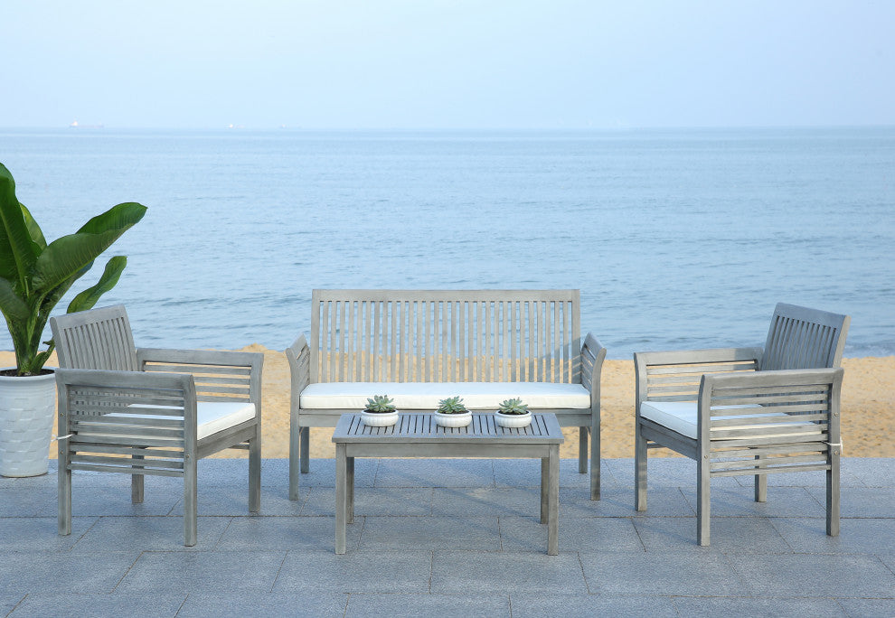 Safavieh Carson 4-Piece Indoor-Outdoor Living Set, Gray Wash