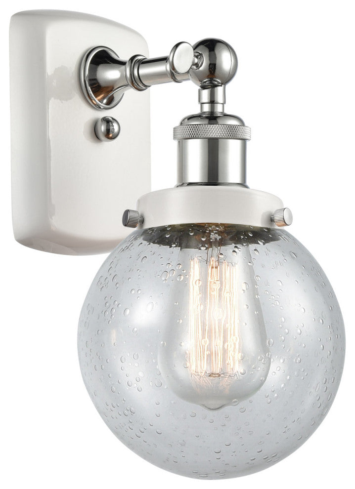 Innovations 916-1W-WPC-G204-6 1-Light Sconce, White, Polished Chrome