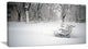 Benches in Park Covered with Snow, Landscape Canvas Art Print, 40x20