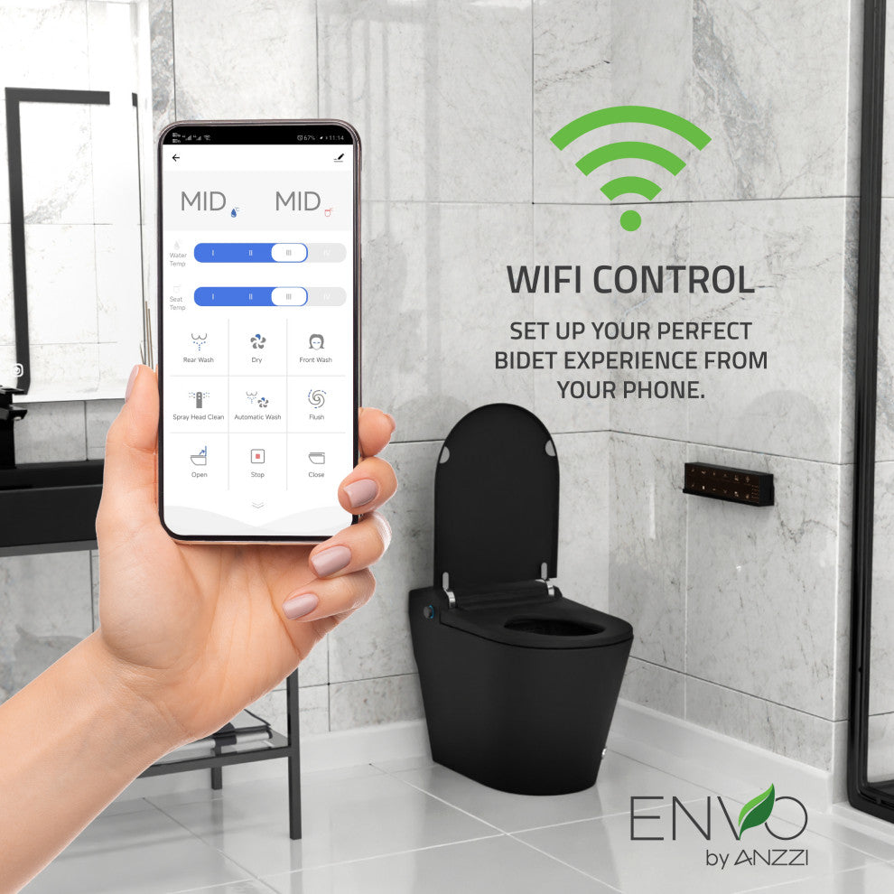 ENVO Echo Wifi Elongated Smart Toilet Bidet, Matte Black