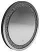 Benzara BM282037 Modern Vanity Wall Mirror, Round, Crystal Frame, Glass, Silver