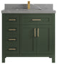 Cambridge 36 Center Sink Bath Vanity in Pewter Green 2" Piatra Gray
