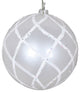 Vickerman Mt198011D 4" White Candy Glitter Net Ball Ornament, 3 Per Bag
