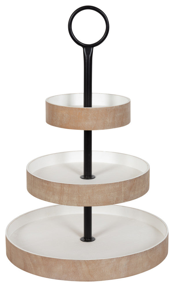 Woodmont 3 Tiered Wood Tray, Rustic Brown/White, 3 Tier