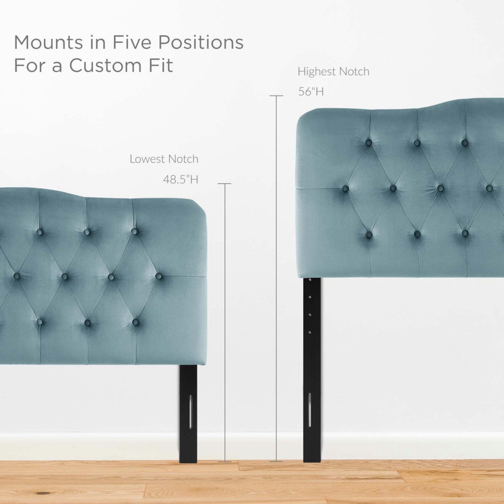 Annabel Full Diamond Tufted Performance Velvet Headboard Light Blue