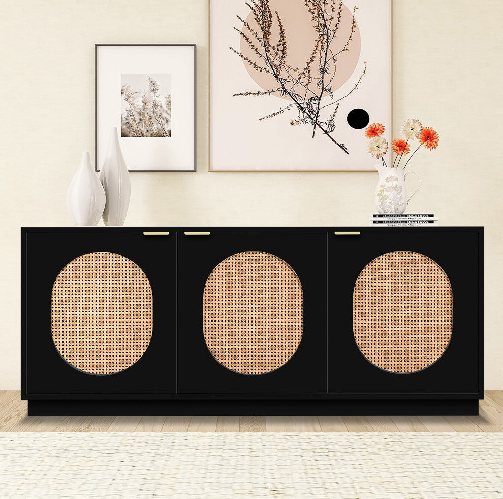Cane Sideboard/Buffet, Black