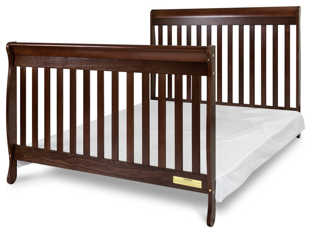 Baby Mile Eve 4-in-1 Convertible Crib With Guardrail, Espresso