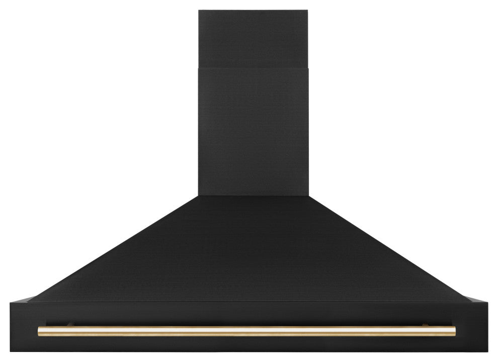 ZLINE 48" Black Stainless Range Hood with Polished Polished Gold (BS655Z-48-G)