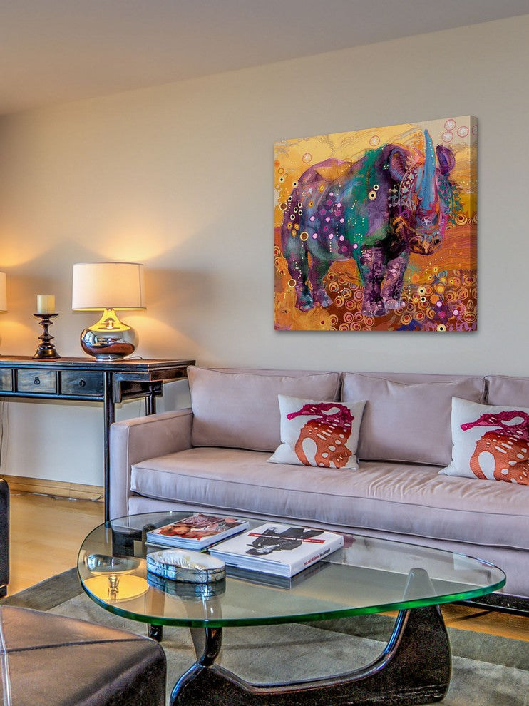 "The Last Rhino" Painting Print on Canvas by Evelia