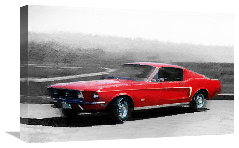"1968 Ford Mustang Watercolor" Fine Art Print