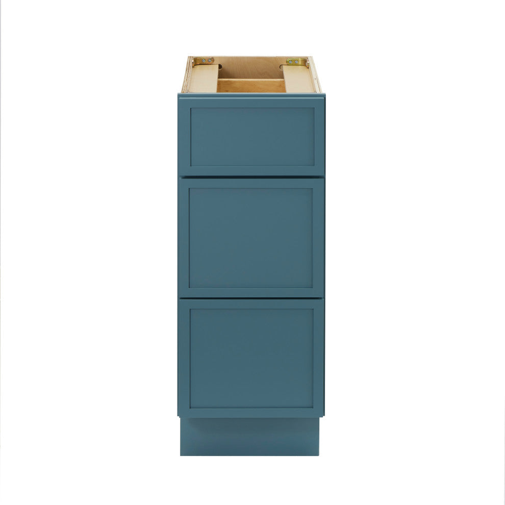Vanity Art Birch Plywood Single Base Storage Cabinet, Sea Green, 12 Inch (3 Drawers)