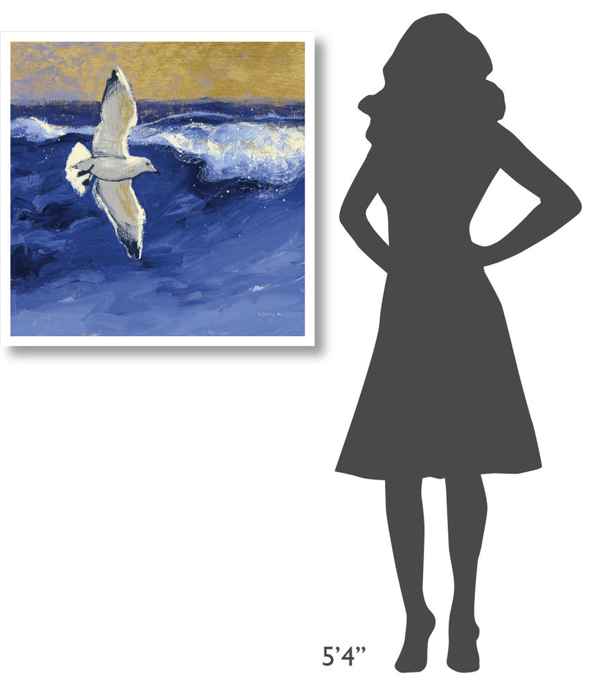 "Seagulls with Gold Sky II" Digital Paper Print by Shirley Novak, 32"x32"