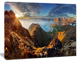 Ocean and Mountains Panorama, Large Landscape Canvas Art, 40"x30"
