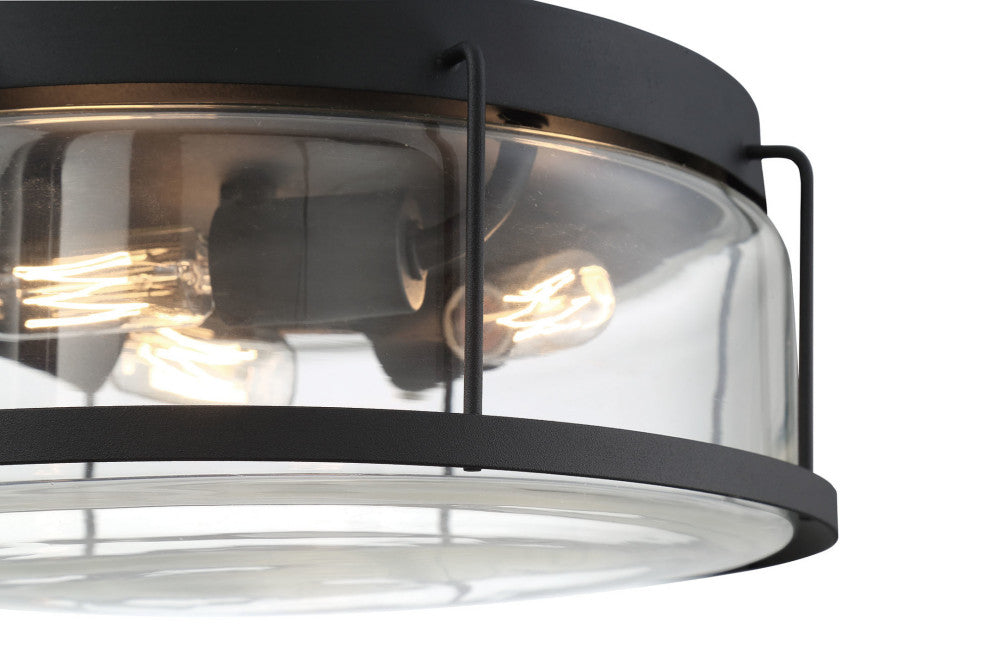 Quoizel LUD1613 3 Light 13"W Flush Mount Drum Ceiling Fixture - Earth Black