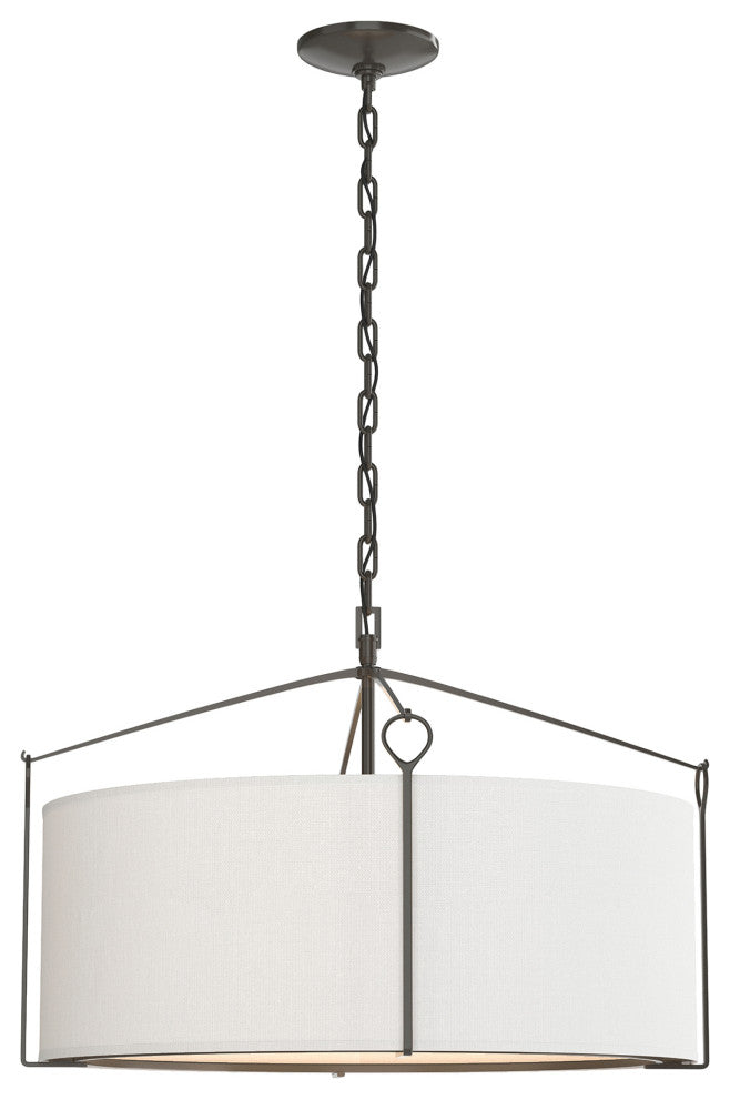 Bow Pendant, Dark Smoke Finish, Natural Anna Shade
