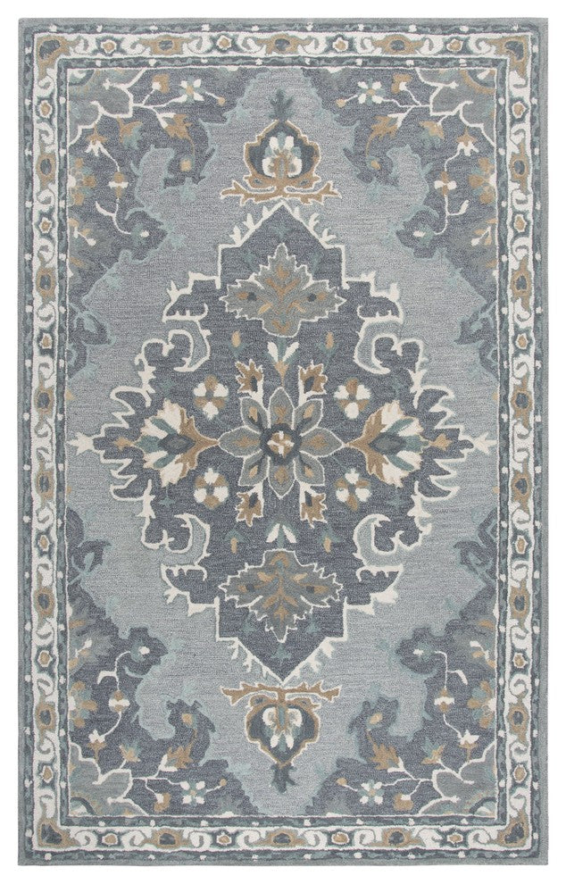 Rizzy Home Resonant RS933A Gray Central Medallion Area Rug, Rectangular 8'x10'