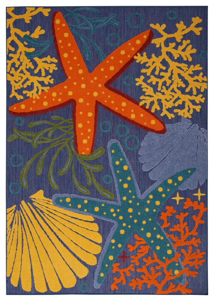 Nourison Aloha 6' x 9' Navy Multicolor Outdoor Area Rug