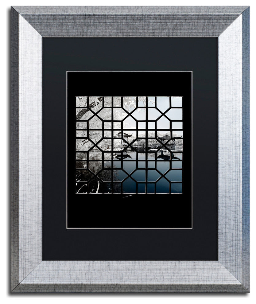 Philippe Hugonnard 'Navy Blue ' Art, Silver Frame, Black Matte, 14"x11"
