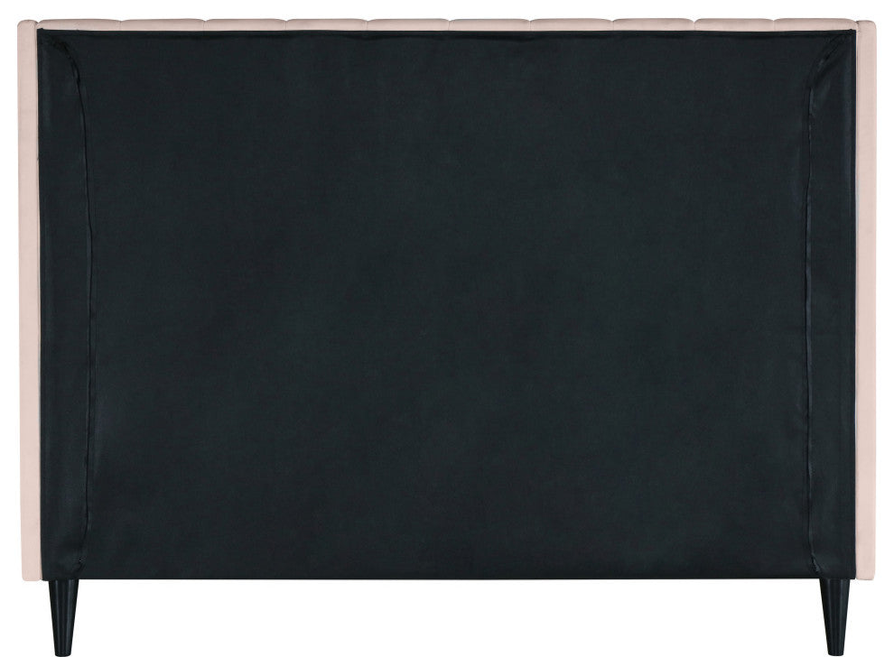 Eva Velvet Upholstered Bed, Pink, Full