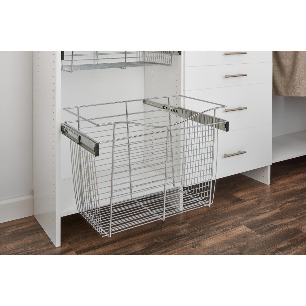 Closet Basket for Custom Closet Systems, Chrome, 24Wx16Dx18H"