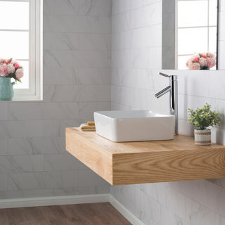 Elavo Rectangle Ceramic Vessel White Bathroom Sink, Pack of 2