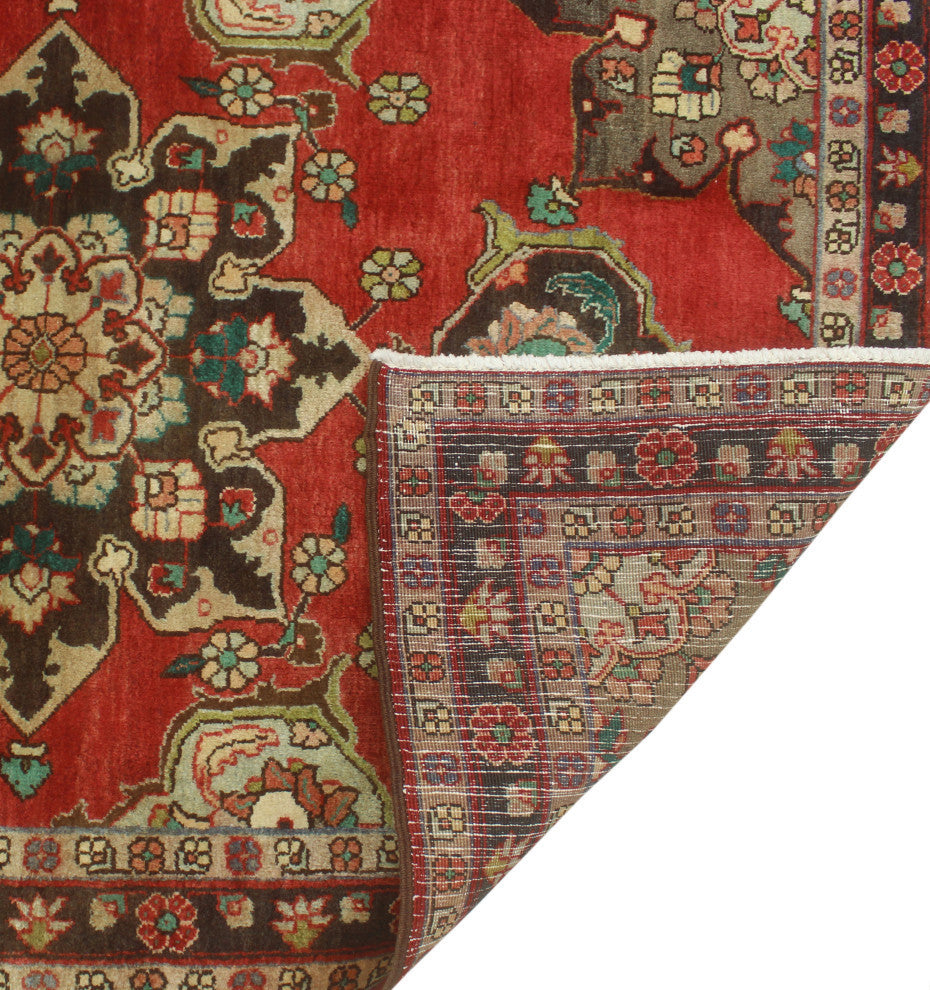 Fine Vintage Distressed Carleen Rust/Charcoal Runner, 3'7x10'4