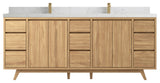 Madison Teak 84 Double Sink Bath Vanity in Light Natural 2" Empira Quartz