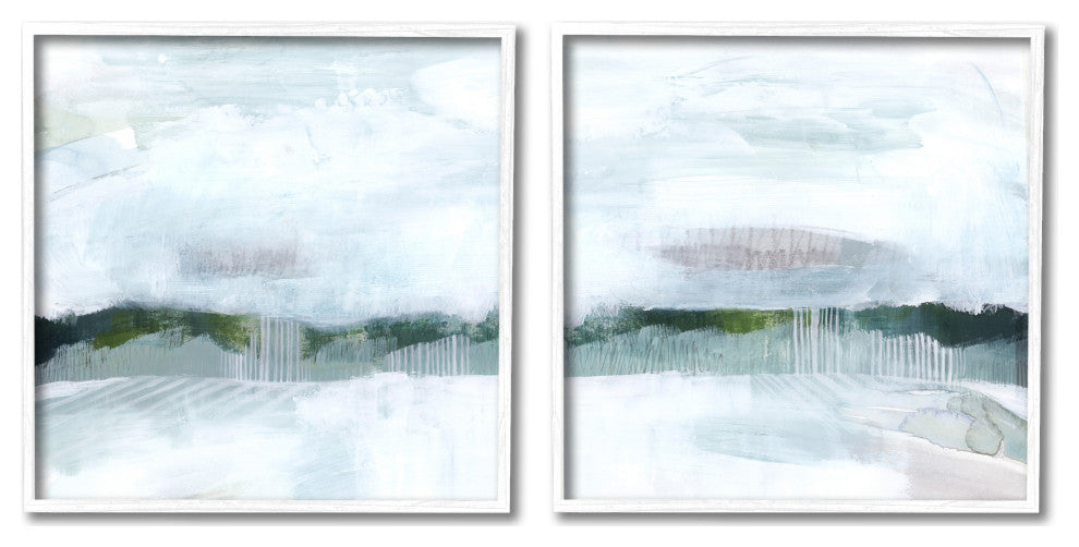 Rainy Day Abstract Field Landscape Busy Grey Green,24 x 24
