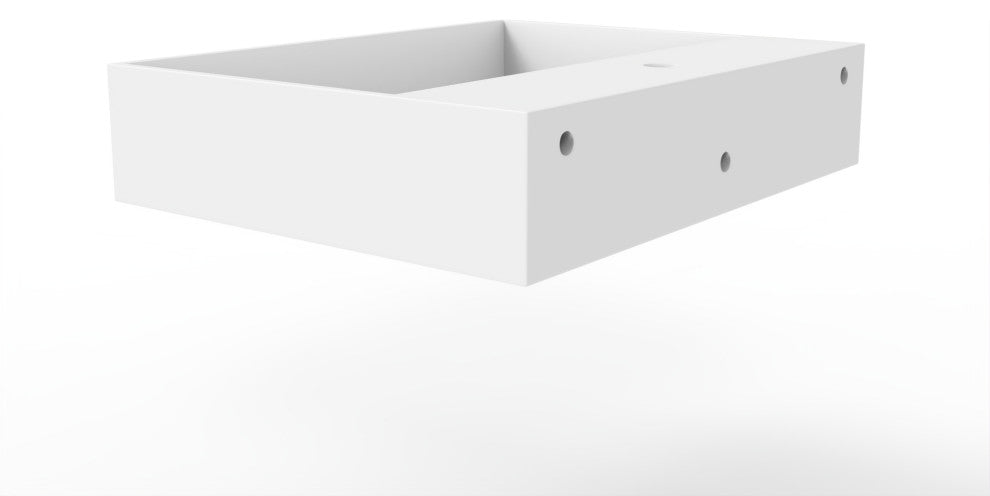 CastelloUSA Juniper Wall Mounted Countertop Concealed Drain Basin Sink, White, 24", Center Basin, Standard