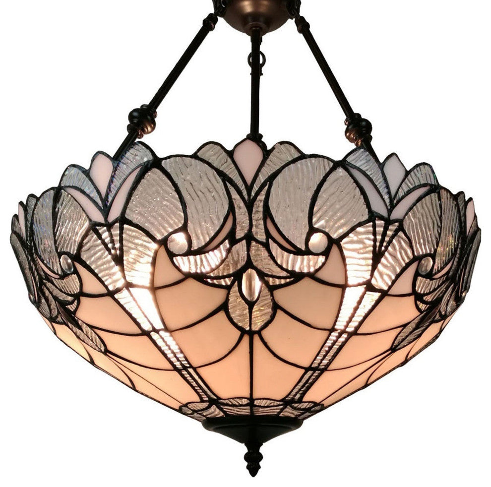 Tiffany Style 2 Light Vintage Pendant Lamp 18" Wide