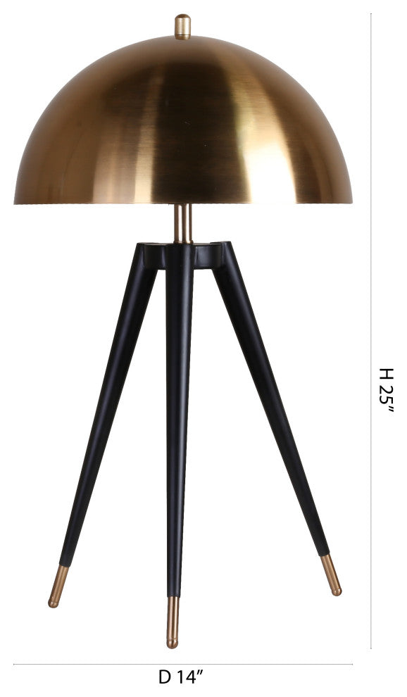 Black Frame With Gold Metal Shade and Hardware Table Lamp