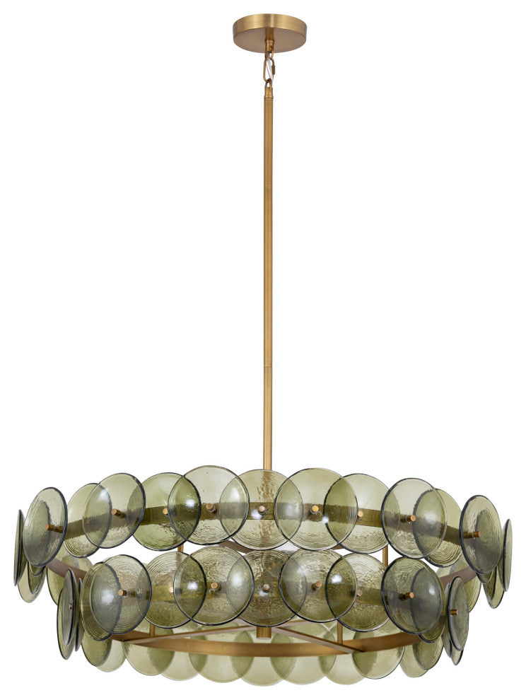 Maxim 21823 Loren 4 Light 32"W Drum Chandelier - Weathered Brass / Clear