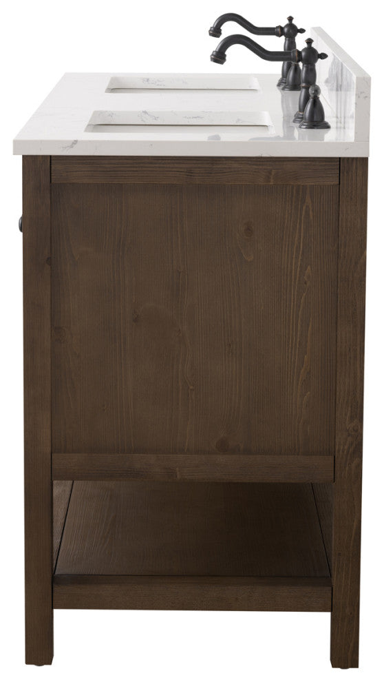 Landon Modern Herringbone Bathroom Vanity, 60", White Top