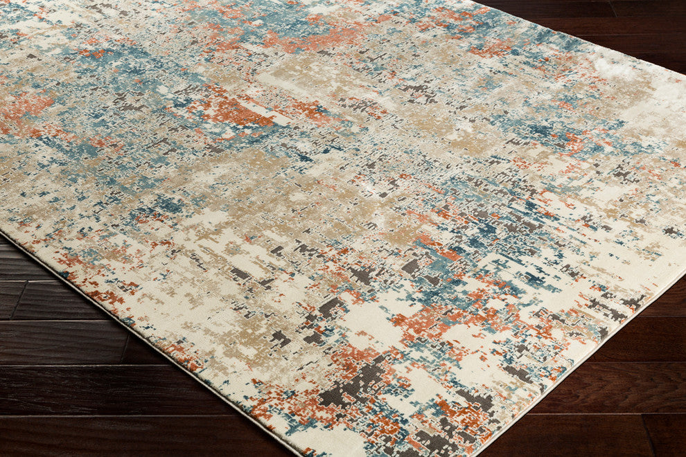 Pune Modern Teal, Aqua Area Rug, 7'10"x10'3"