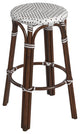 Butler Specialty Company, Tobias Round Rattan 30" Bar Stool, White and Brown Dot