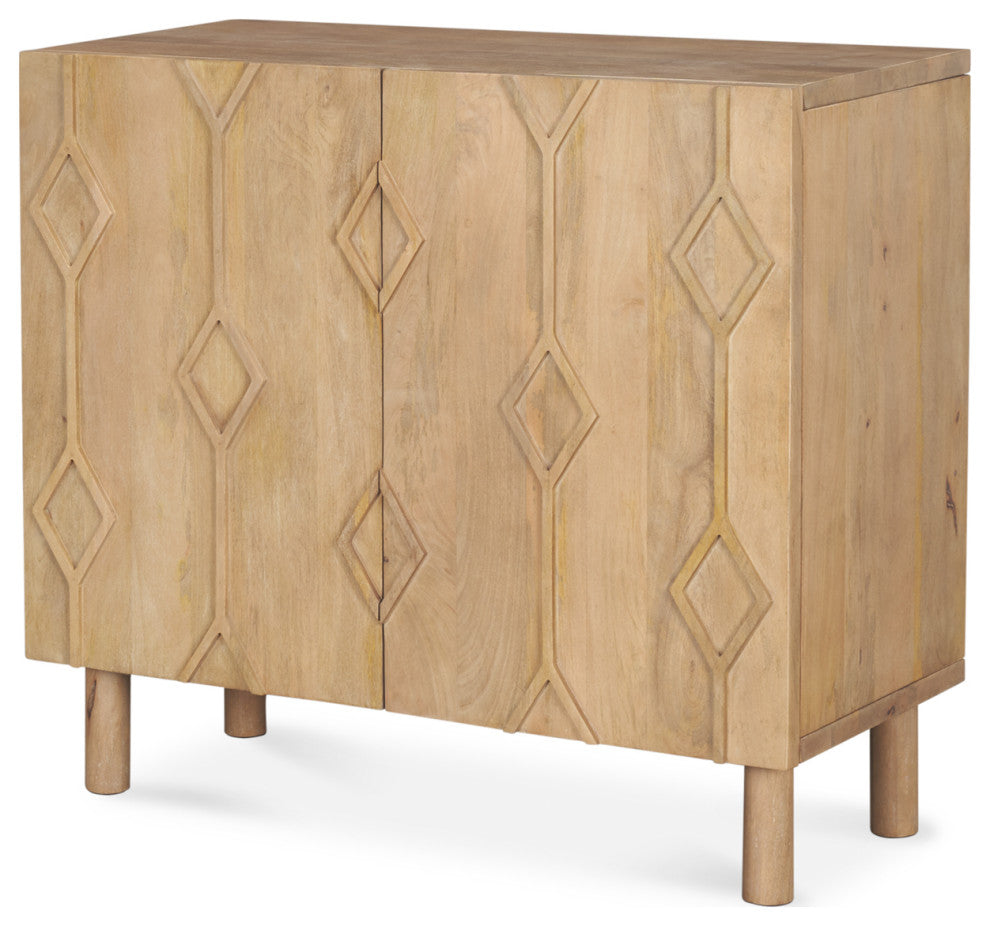 Heera Light Brown Diamond Motif With Shelf Accent Cabinet