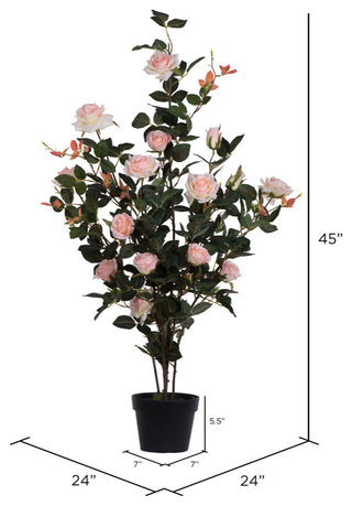 Vickerman 45" Artificial Pink Rose Plant in Pot