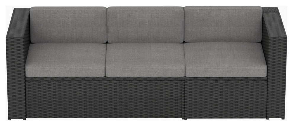 WestinTrends Outdoor Patio Cushioned Rattan Wicker Sofa, UV Water Resistant, Black