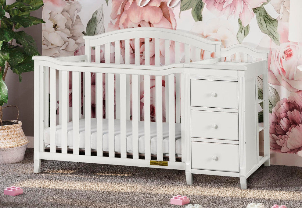 Kali 4-in-1 Convertible Crib, White, With Changer (3 Drawers)