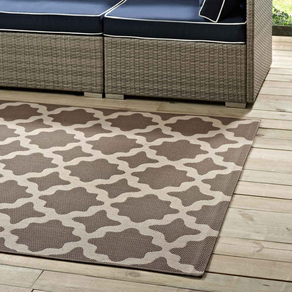 Area Rug Floor Carpet, Indoor Outdoor, Moroccan, Rectangular, 9x12, Beige