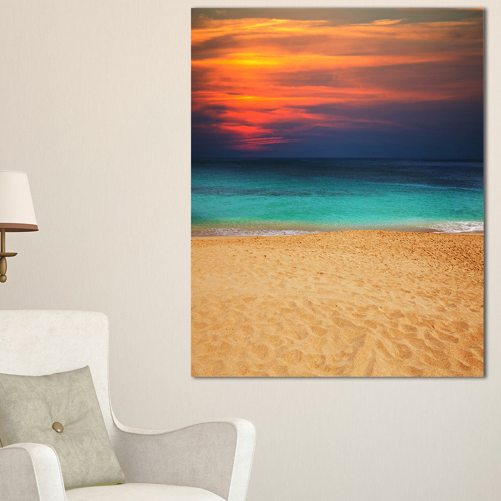 "Sand To Sky Colorful Seashore" Modern Beach Canvas Art Print, 30"x40"
