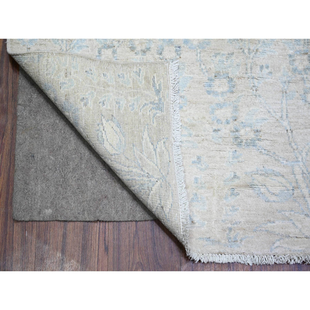 Gray Stone Washed Peshawar Wool Hand Knotted Oriental Rug, 8'7"x11'5"