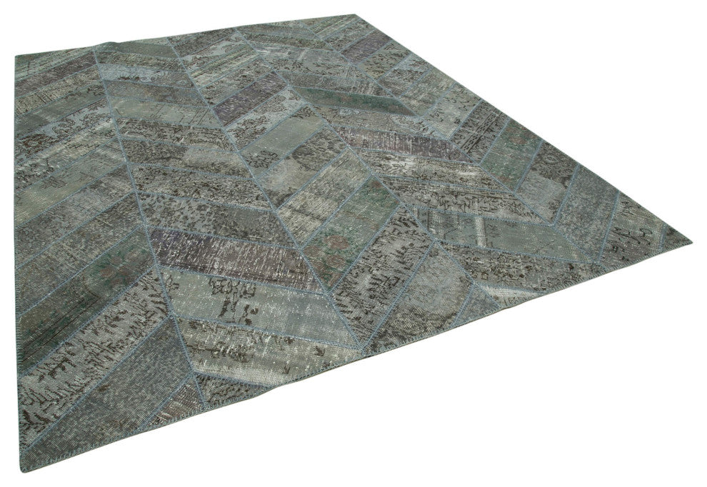 Rug N Carpet - Hand-Knotted Anatolian 8' 2" x 10' 1" Wool Patchwork Area Rug
