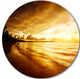 Fascinating Caribbean Beach In Yellow, Seashore Disc Metal Artwork, 23"