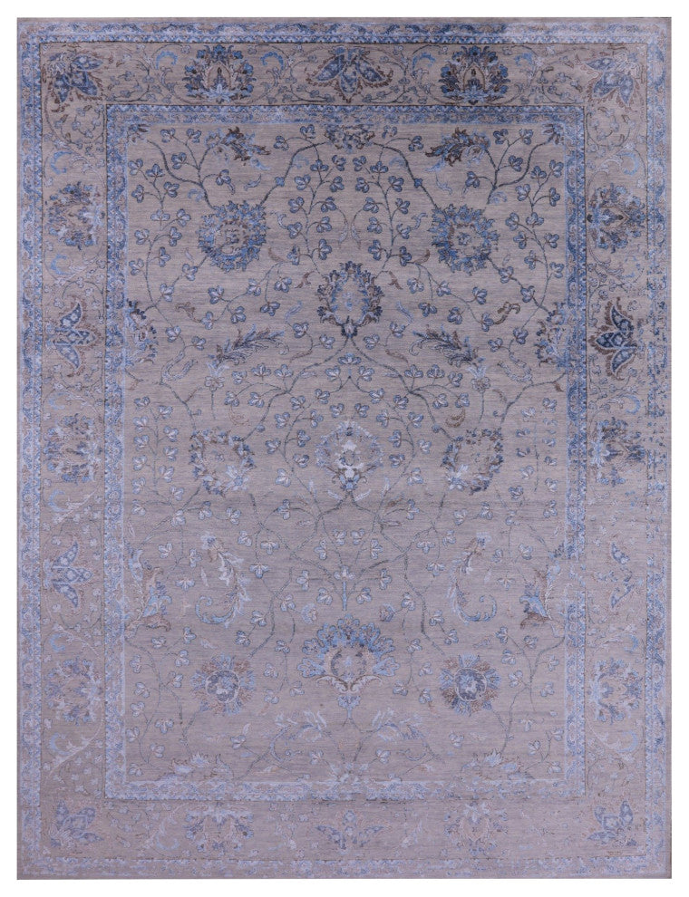 9' 1" X 12' 1" Wool and Silk Persian Hand Knotted Rug Q6215